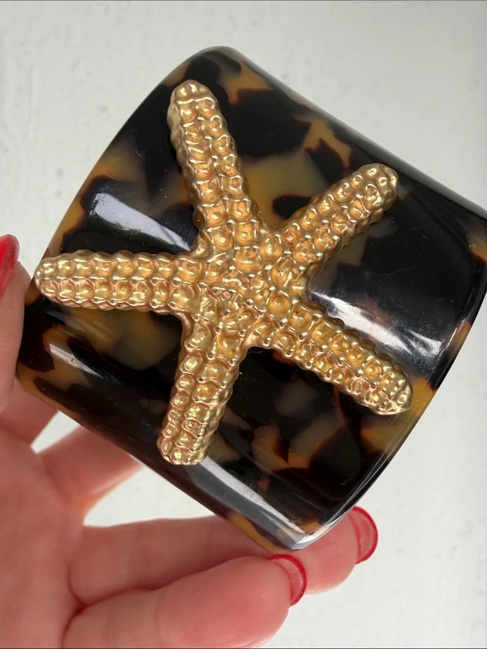 Mud Pie Tortoiseshell Brown and Black Resin Cuff Bracelet